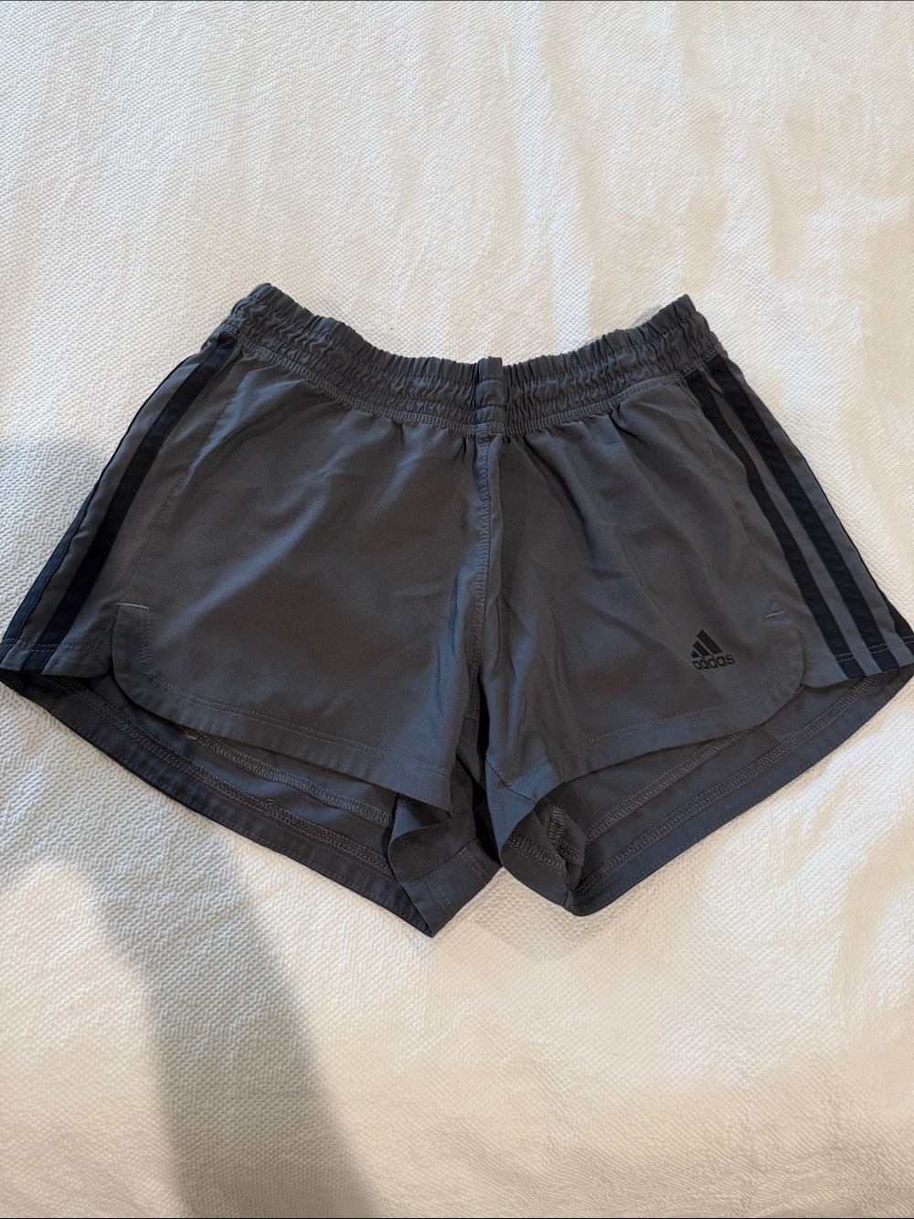 Adidas Women's Charcoal Athletic Shorts with Black Side Stripes